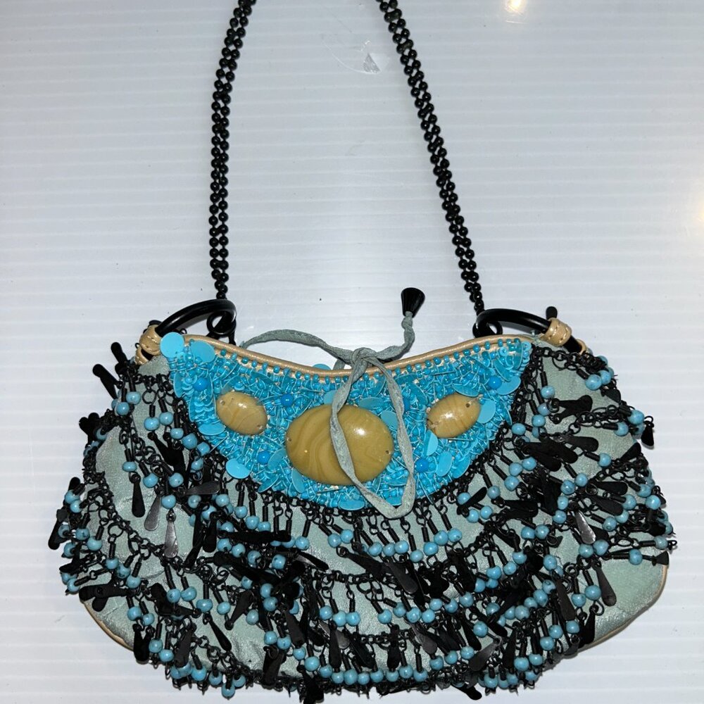 Jamin Puech Beaded Bag Turquoise and Black, mini bag - Picture 2 of 6